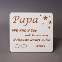 Gedenkschild "Papa we know you would be here...