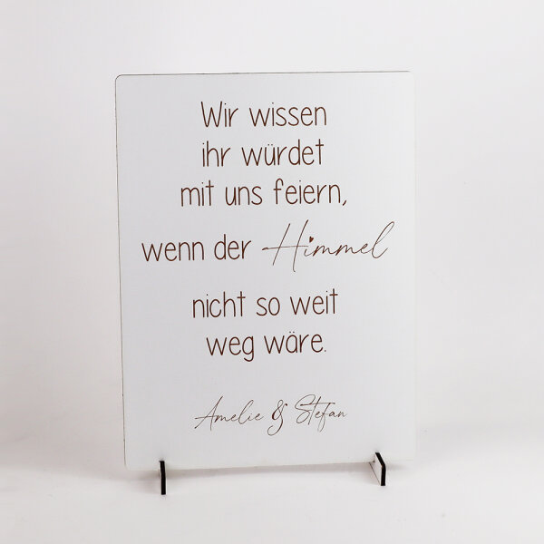 Personalisiertes Gedenkschild "Wir wissen.."