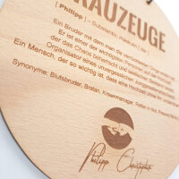 Personalisiertes Trauzeugen-Holzschild